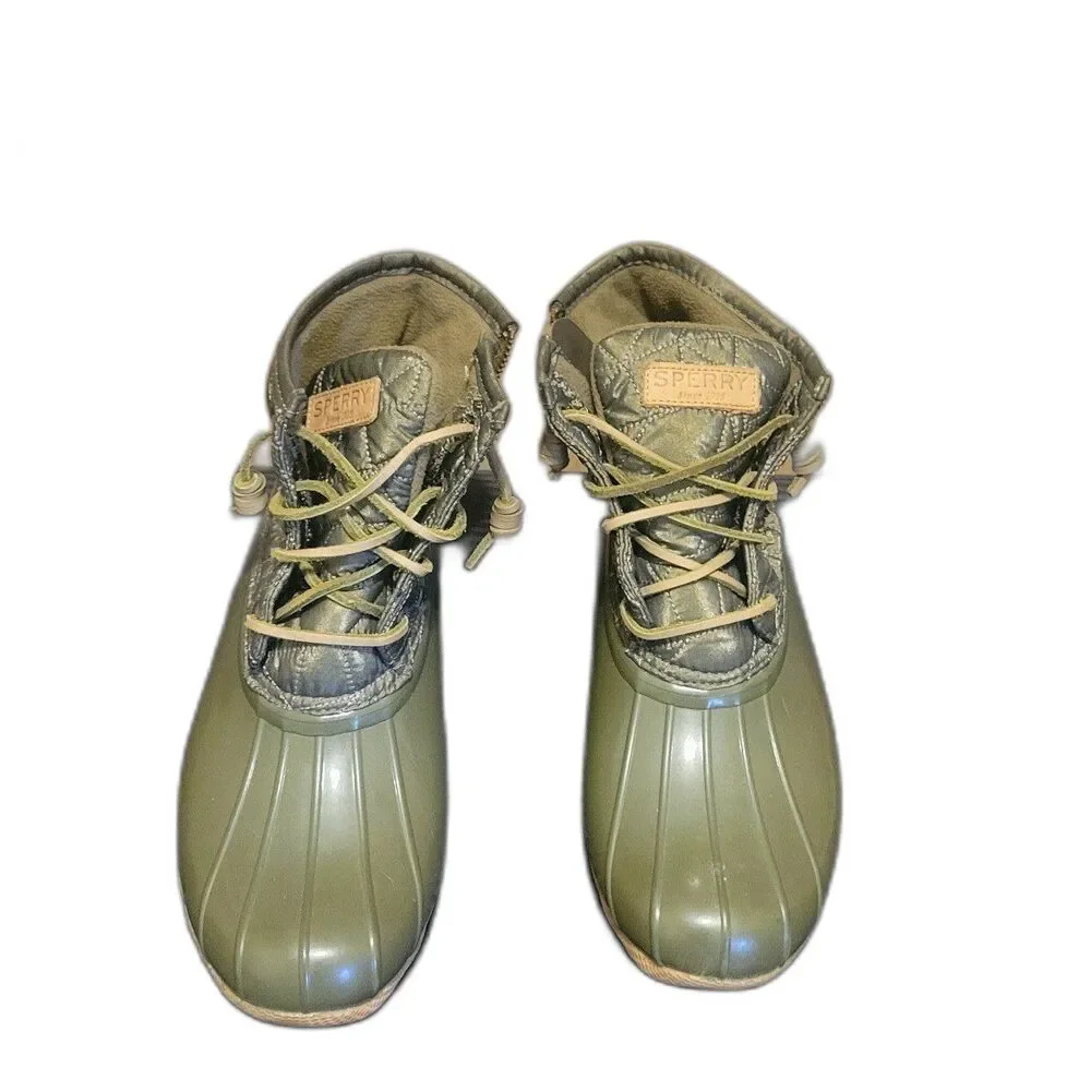 Sperry Womens Saltwater Duck Boots Waterproof Green 8.5